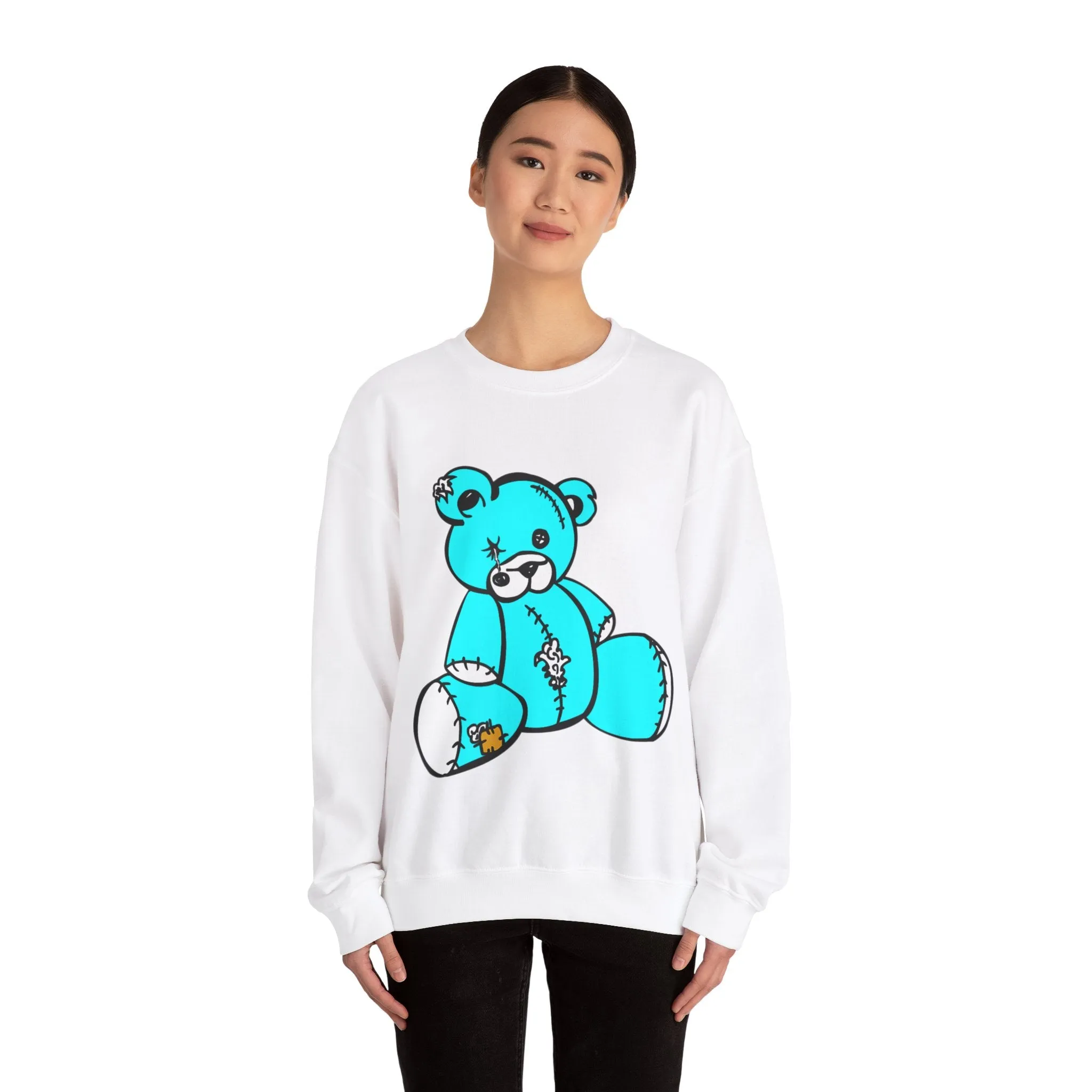 Missing Button Eye Teddy Bear Sweatshirt