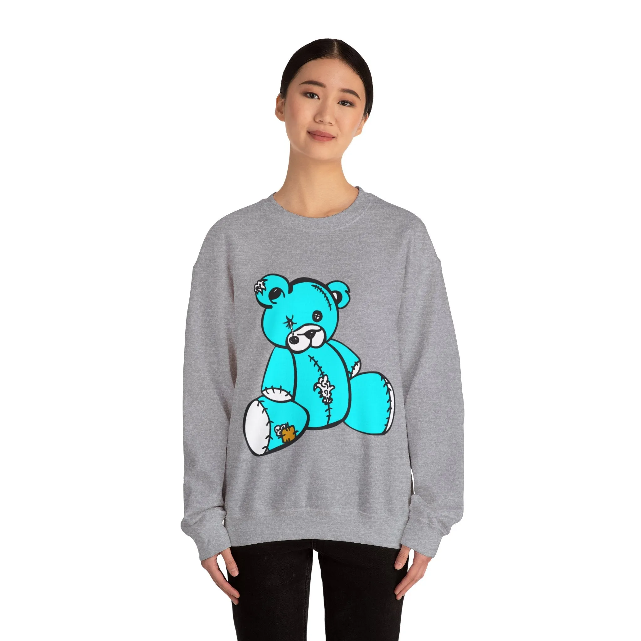 Missing Button Eye Teddy Bear Sweatshirt