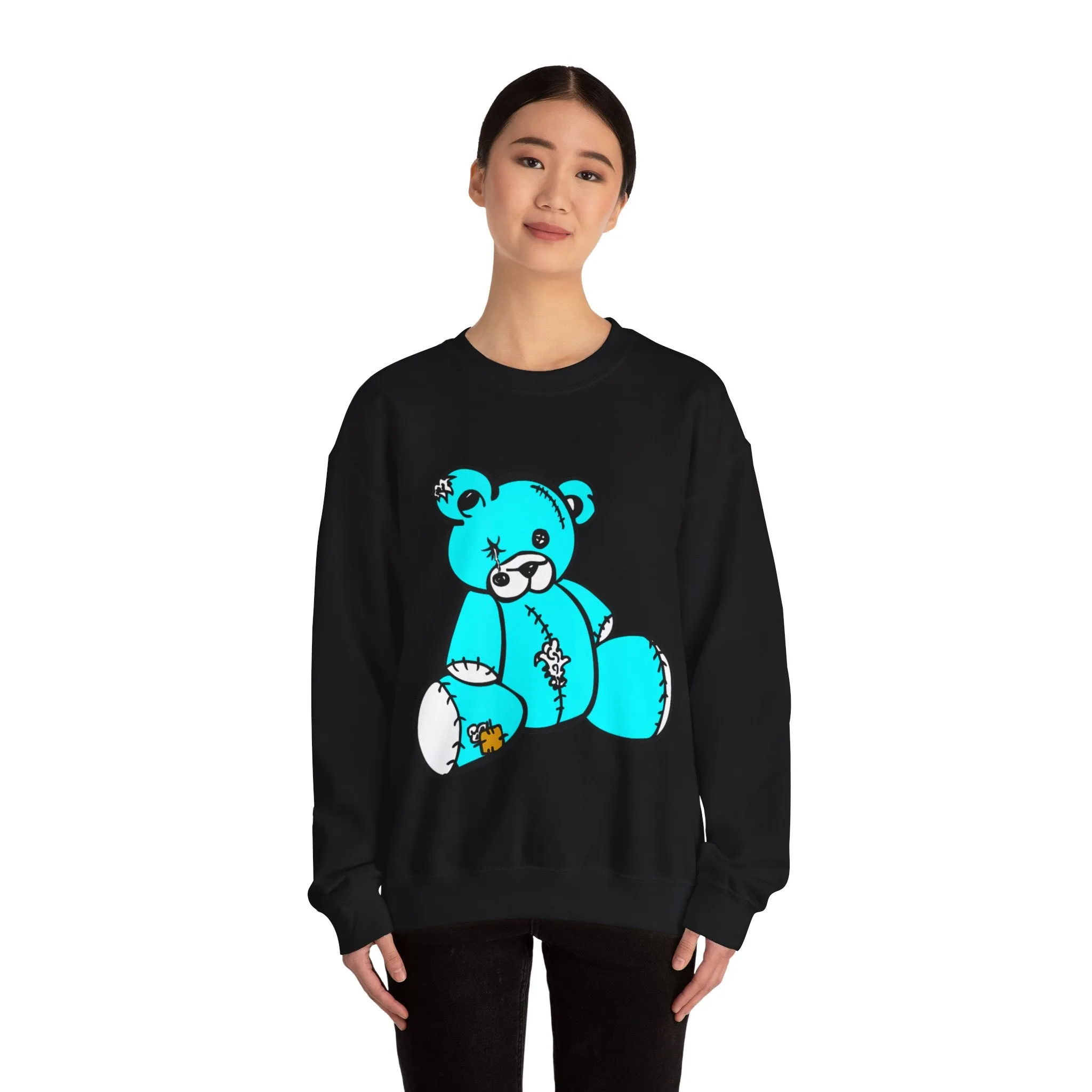 Missing Button Eye Teddy Bear Sweatshirt