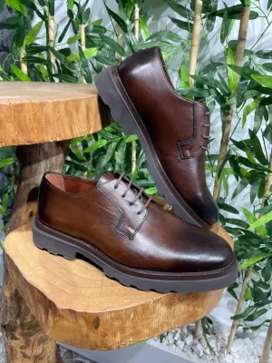 ModeshRigal Men's Brown Leather Derby Shoes