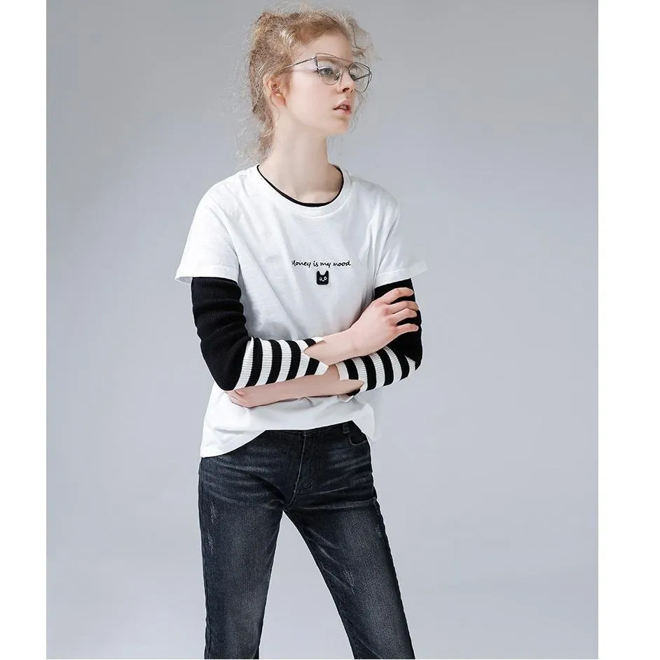'Money is my mood' Embroidery T-Shirt