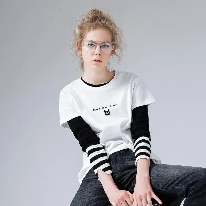 'Money is my mood' Embroidery T-Shirt
