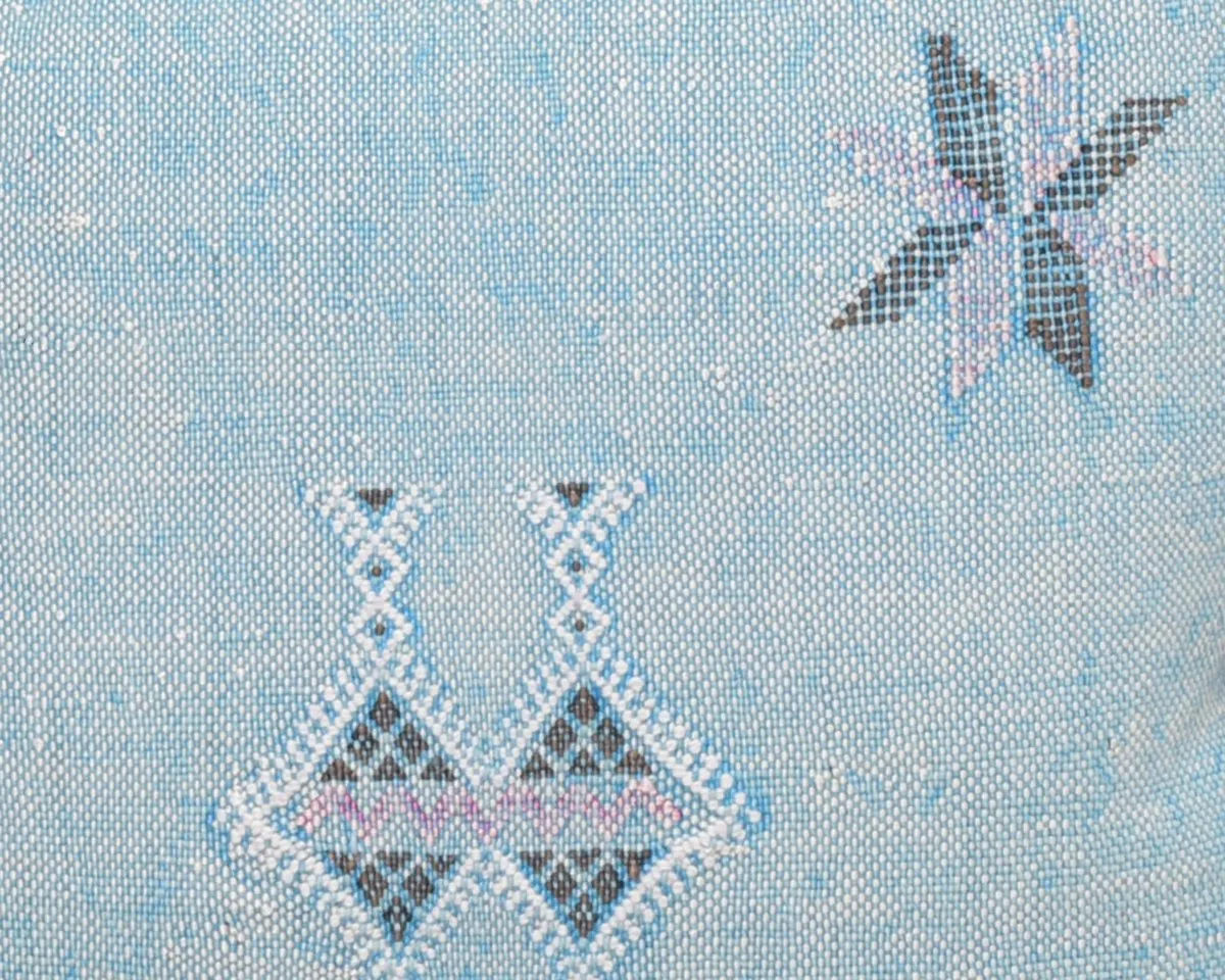 Moroccan Textile Pillow- Light Blue 18"