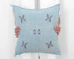 Moroccan Textile Pillow- Light Blue 18"