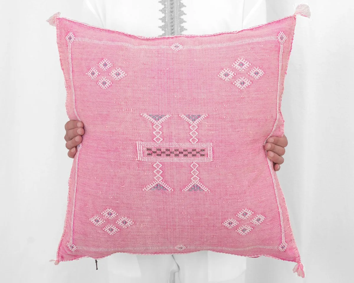 Moroccan Textile Pillow- Pink 22"