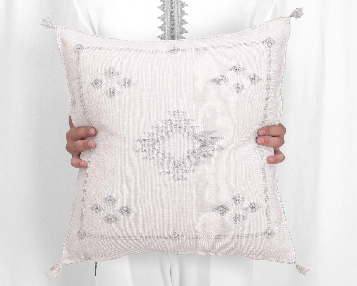 Moroccan Textile Pillow- White