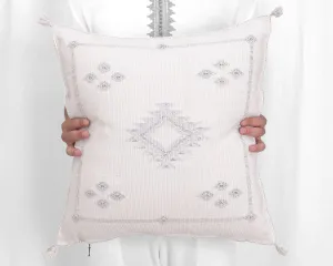 Moroccan Textile Pillow- White