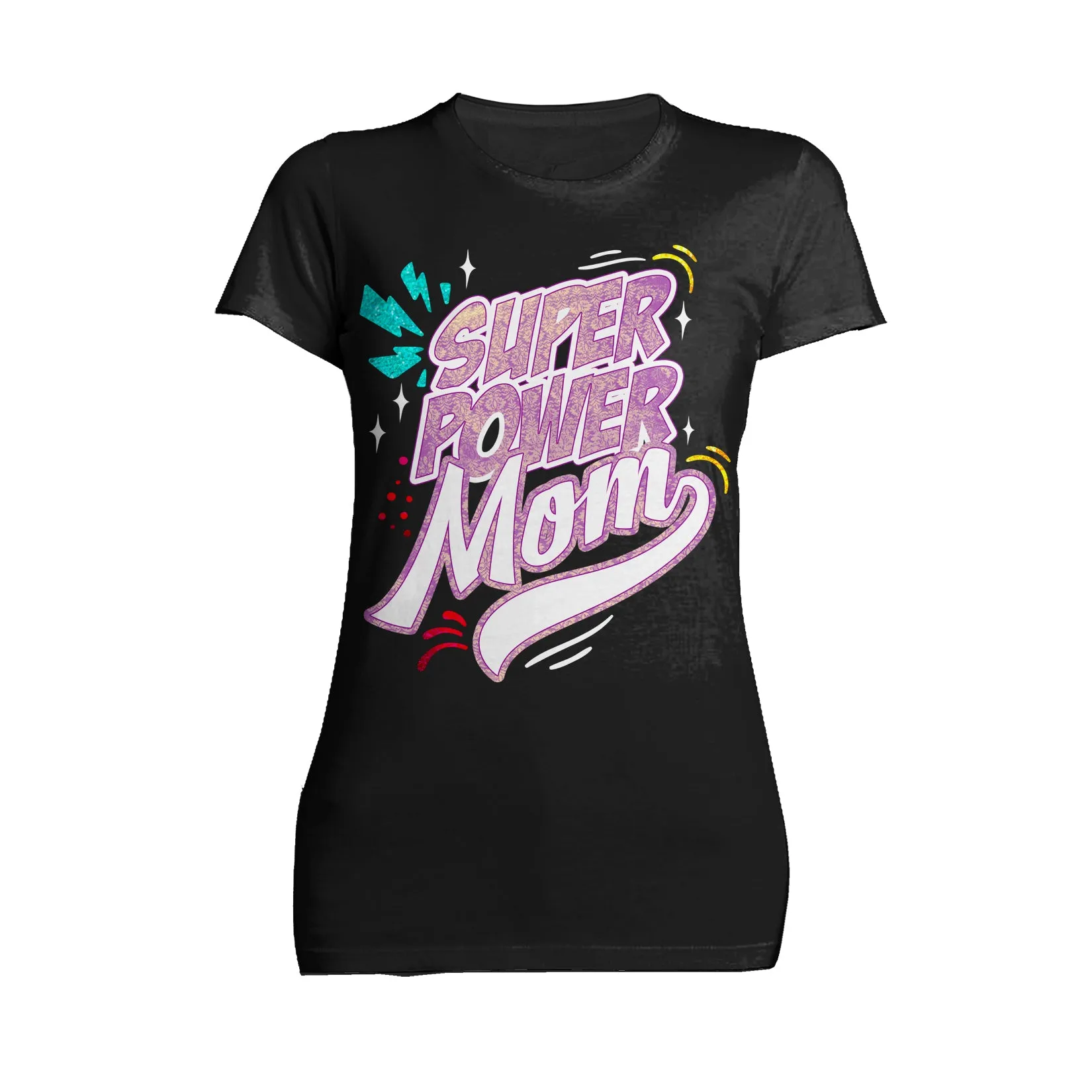 Mother's Day Cartoon Mom Mum Super Power Comic 02 Black Women's T-Shirt