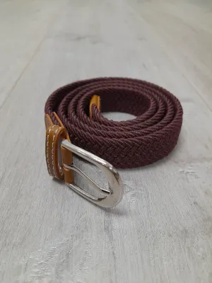 Narrow Woven Belt - Red Brown
