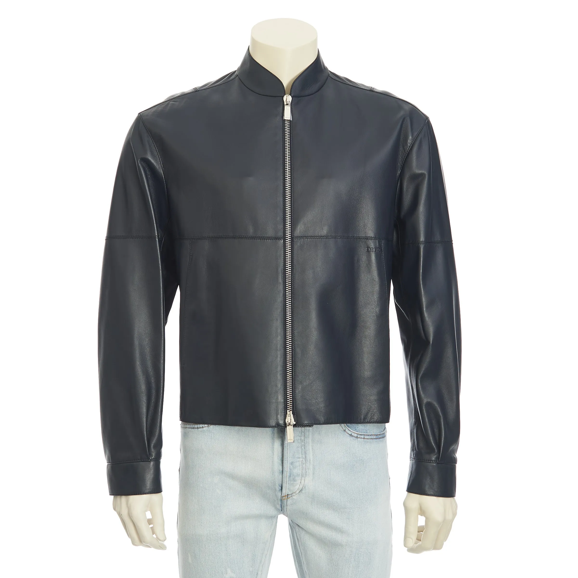 Navy Blue Leather Jacket