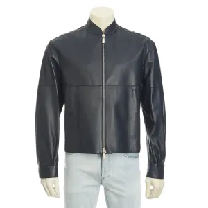 Navy Blue Leather Jacket