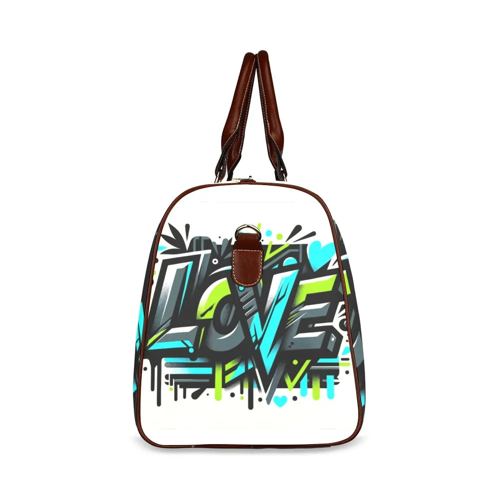 Neon Love Graffiti Waterproof Duffel Bag