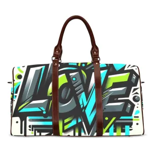Neon Love Graffiti Waterproof Duffel Bag