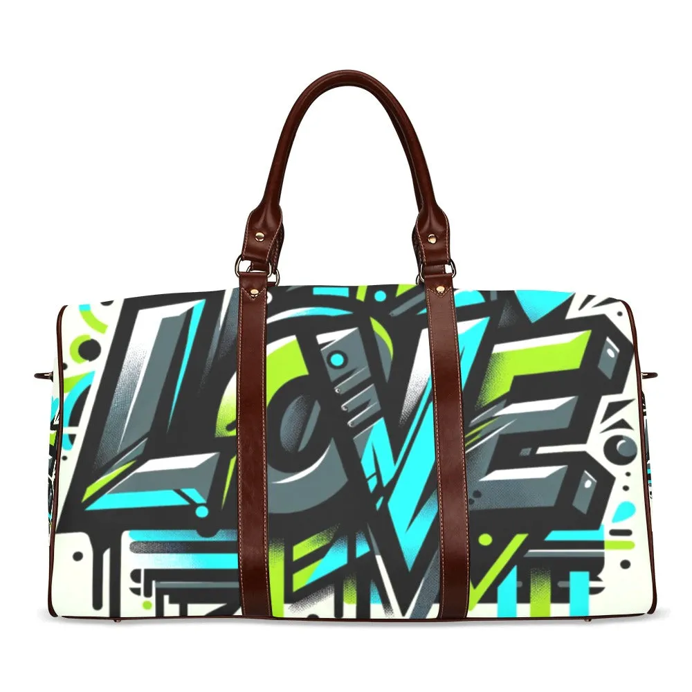 Neon Love Graffiti Waterproof Duffel Bag