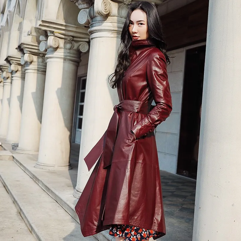 New Autumn Winter Women Fashion Genuine Leather Jacket Elegant
