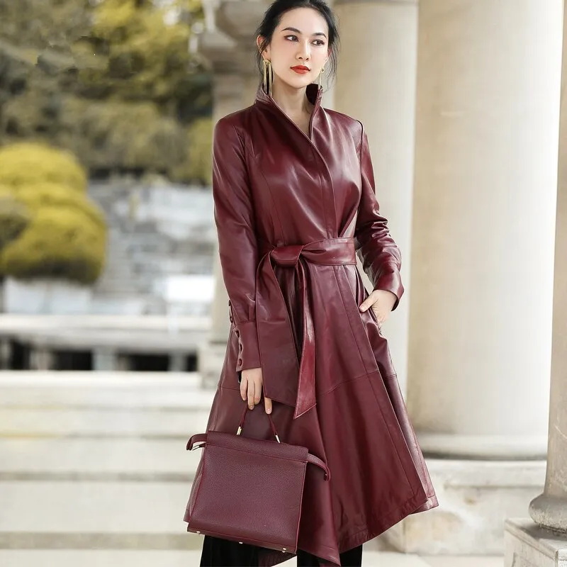 New Autumn Winter Women Fashion Genuine Leather Jacket Elegant