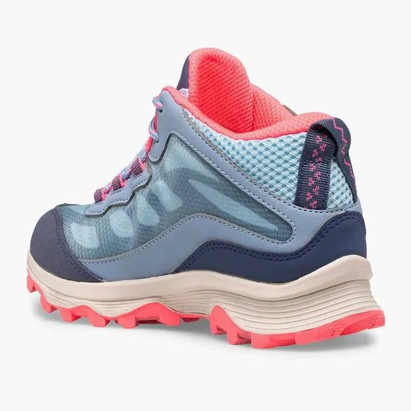 NEW MERRELL kids' moab speed mid wp shoes in dusty blue coral