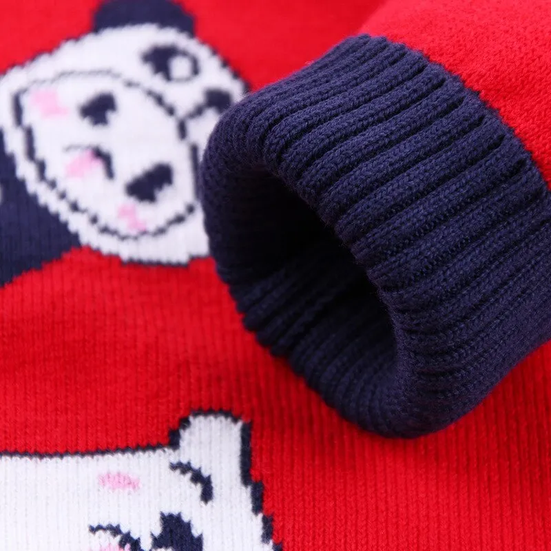 New Toddler Boy Cartoon Animals Knitted Cardigan - Red, Navy Blue, Yellow