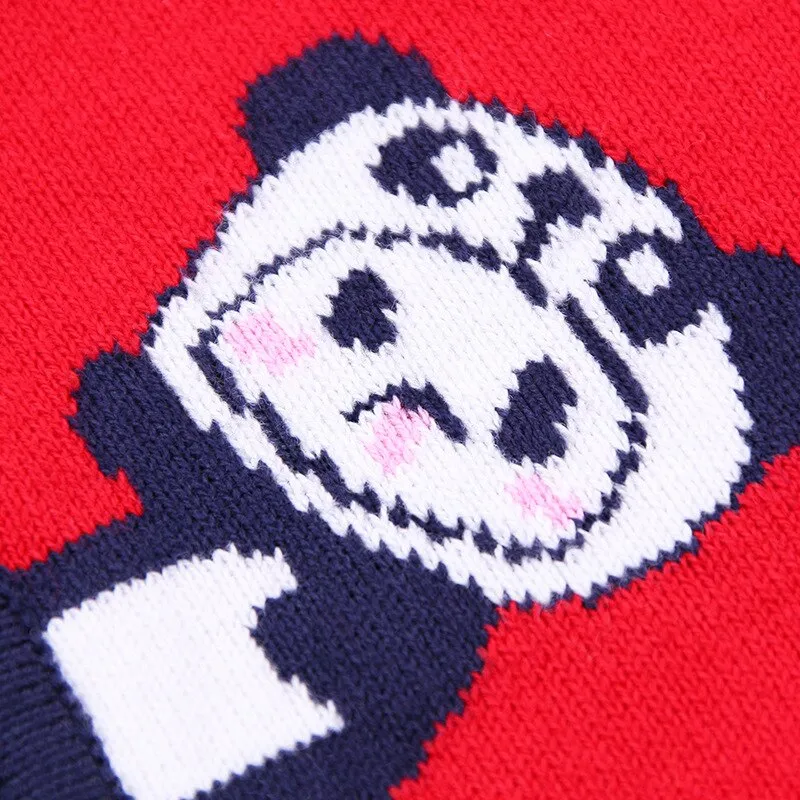 New Toddler Boy Cartoon Animals Knitted Cardigan - Red, Navy Blue, Yellow