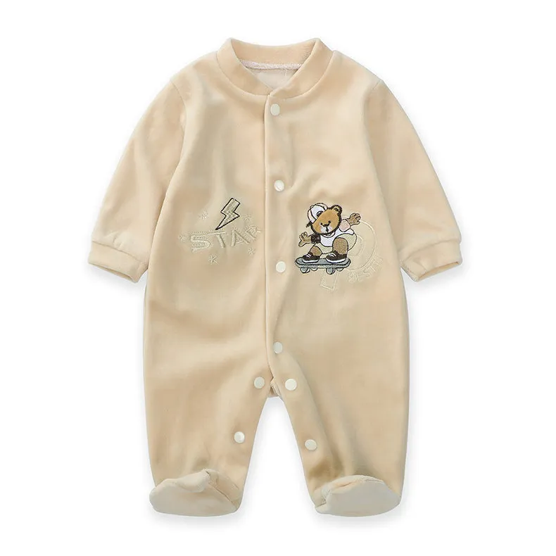 New Trending Baby Girls Rompers Clothing Pink Cartoon Baby Girls Clothes - One Pieces Pajamas Fleece Jumpsuit Costume