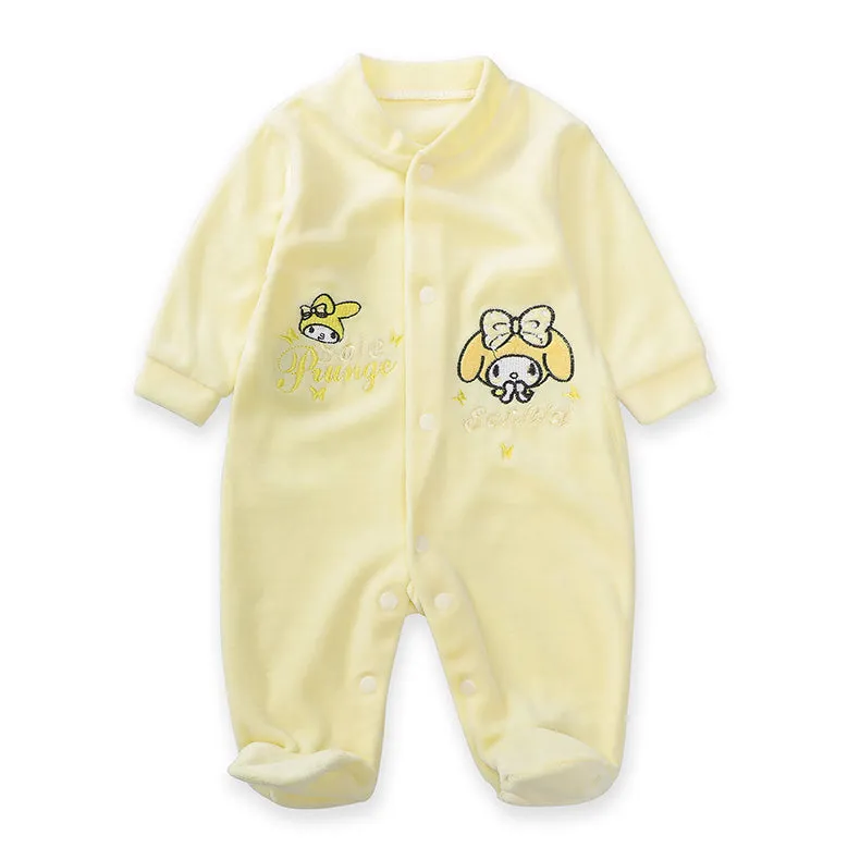 New Trending Baby Girls Rompers Clothing Pink Cartoon Baby Girls Clothes - One Pieces Pajamas Fleece Jumpsuit Costume