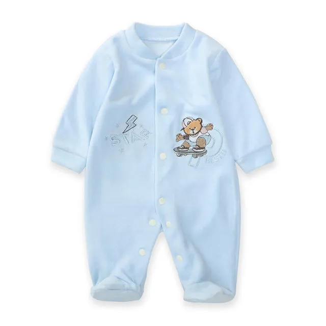 New Trending Baby Girls Rompers Clothing Pink Cartoon Baby Girls Clothes - One Pieces Pajamas Fleece Jumpsuit Costume