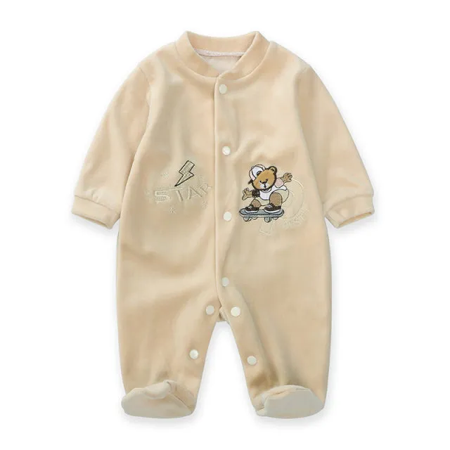 New Trending Baby Girls Rompers Clothing Pink Cartoon Baby Girls Clothes - One Pieces Pajamas Fleece Jumpsuit Costume