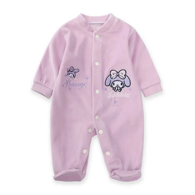 New Trending Baby Girls Rompers Clothing Pink Cartoon Baby Girls Clothes - One Pieces Pajamas Fleece Jumpsuit Costume