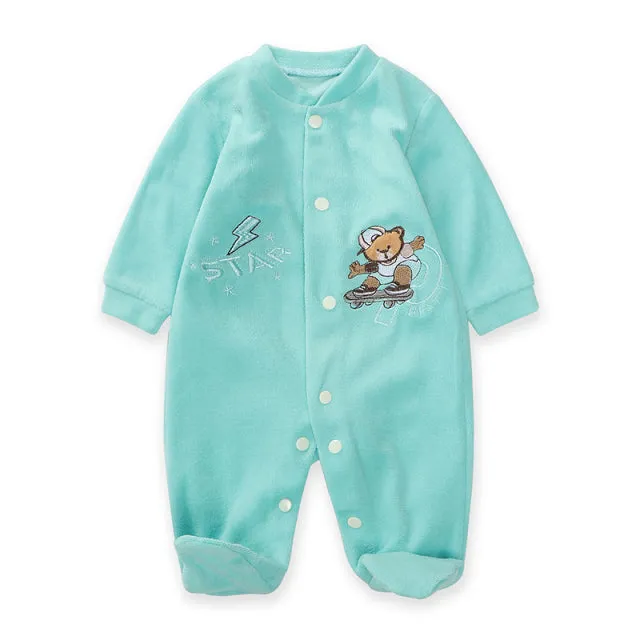 New Trending Baby Girls Rompers Clothing Pink Cartoon Baby Girls Clothes - One Pieces Pajamas Fleece Jumpsuit Costume
