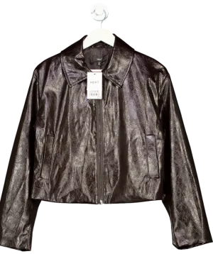 Next Brown Faux Leather Jacket UK 10