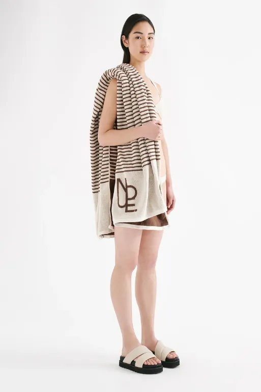 Nude Lucy Stripe Beach Towel - Choc Stripe