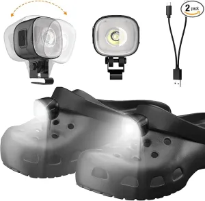 Original 2 Headlights for Crocs Charms, Flashlight Attachment for Crocs Shoes, Accessories for Crocs Kids Boy Girl Men Women Adult Sandals, Clip on Clog Headlamp,Shoe Light Up Charms for Crocs