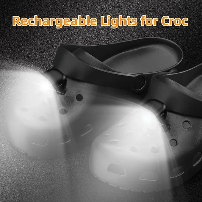 Original 2 Headlights for Crocs Charms, Flashlight Attachment for Crocs Shoes, Accessories for Crocs Kids Boy Girl Men Women Adult Sandals, Clip on Clog Headlamp,Shoe Light Up Charms for Crocs