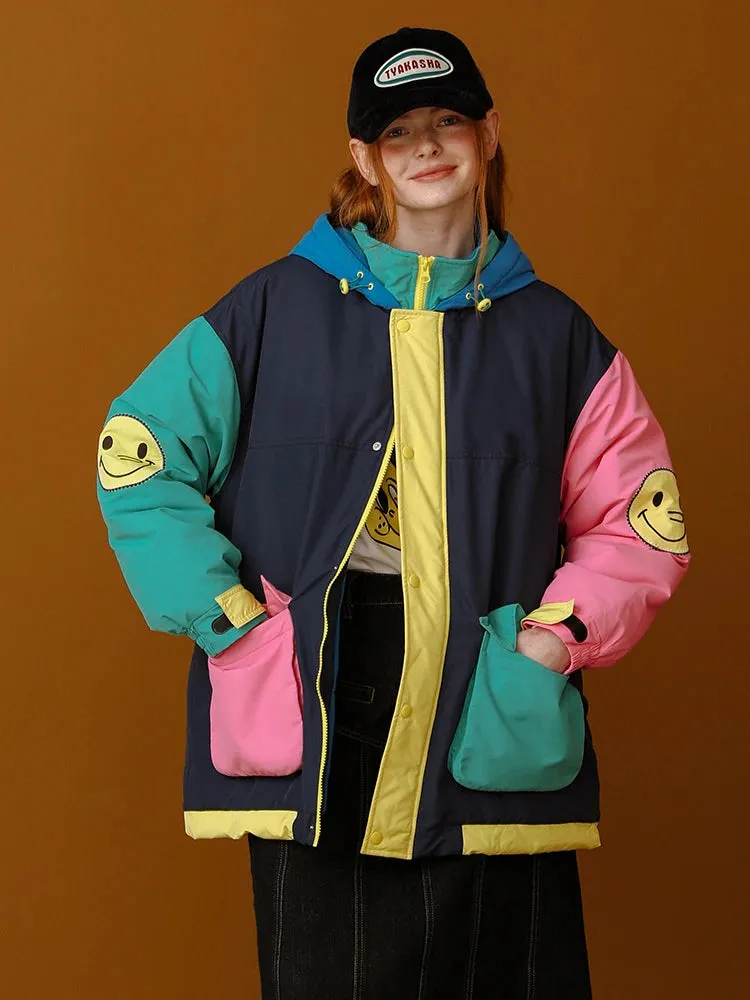 Patchwork-Design Vintage Winter Parka