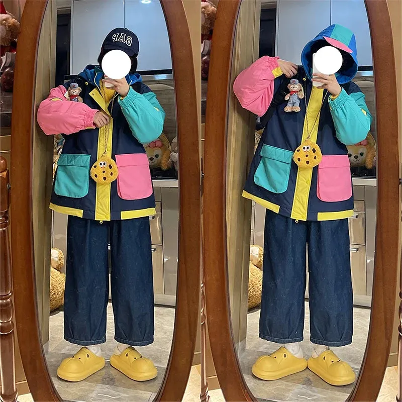 Patchwork-Design Vintage Winter Parka