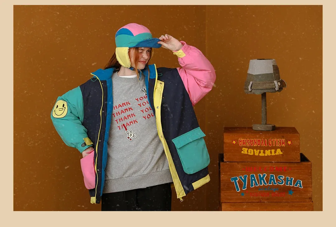 Patchwork-Design Vintage Winter Parka
