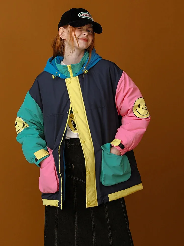 Patchwork-Design Vintage Winter Parka