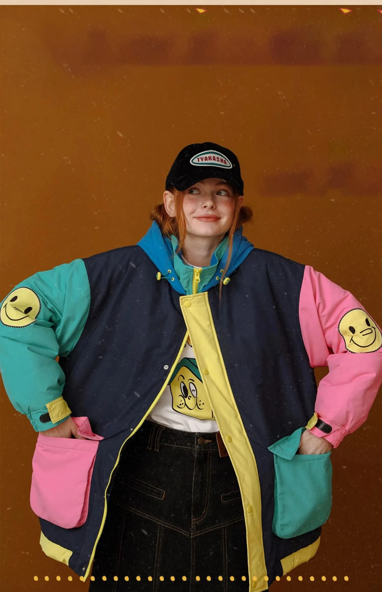 Patchwork-Design Vintage Winter Parka