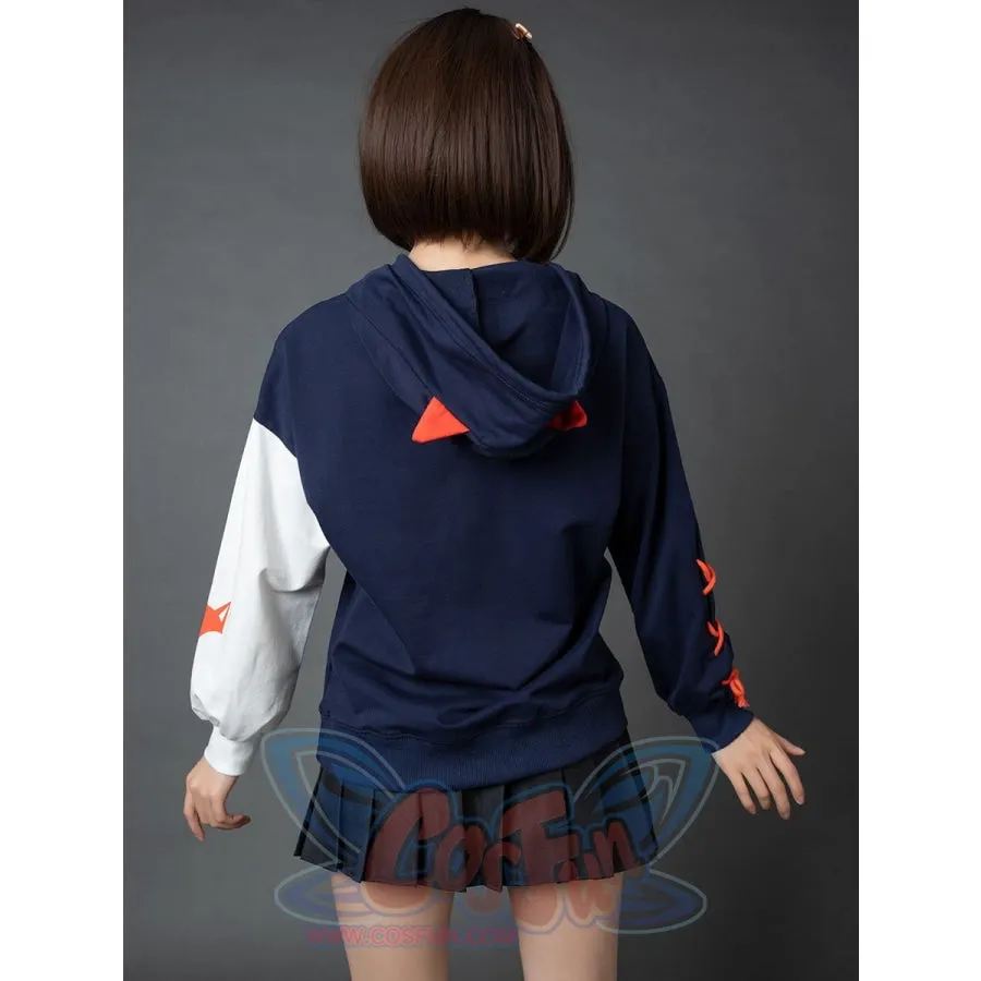 Patchwork-inspired Fox Print Lace-up Ears Hoodie Sweatshirt mp005915