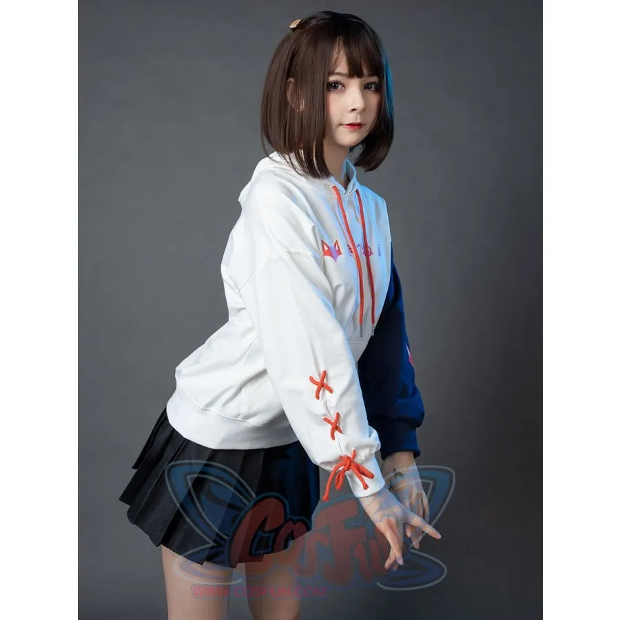 Patchwork-inspired Fox Print Lace-up Ears Hoodie Sweatshirt mp005915
