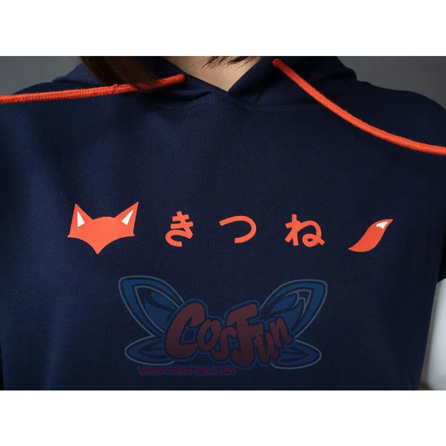 Patchwork-inspired Fox Print Lace-up Ears Hoodie Sweatshirt mp005915