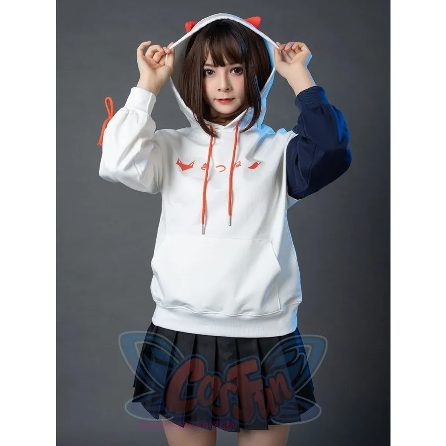 Patchwork-inspired Fox Print Lace-up Ears Hoodie Sweatshirt mp005915