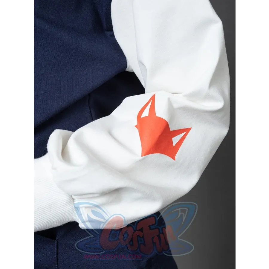 Patchwork-inspired Fox Print Lace-up Ears Hoodie Sweatshirt mp005915