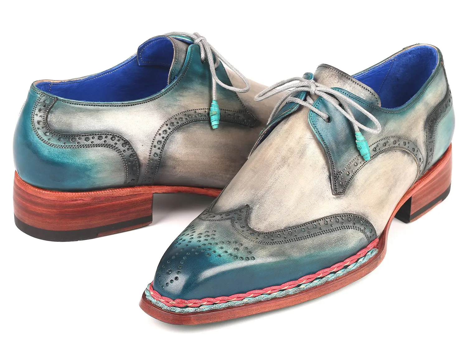 Paul Parkman Blue & Grey Wingtip Derby