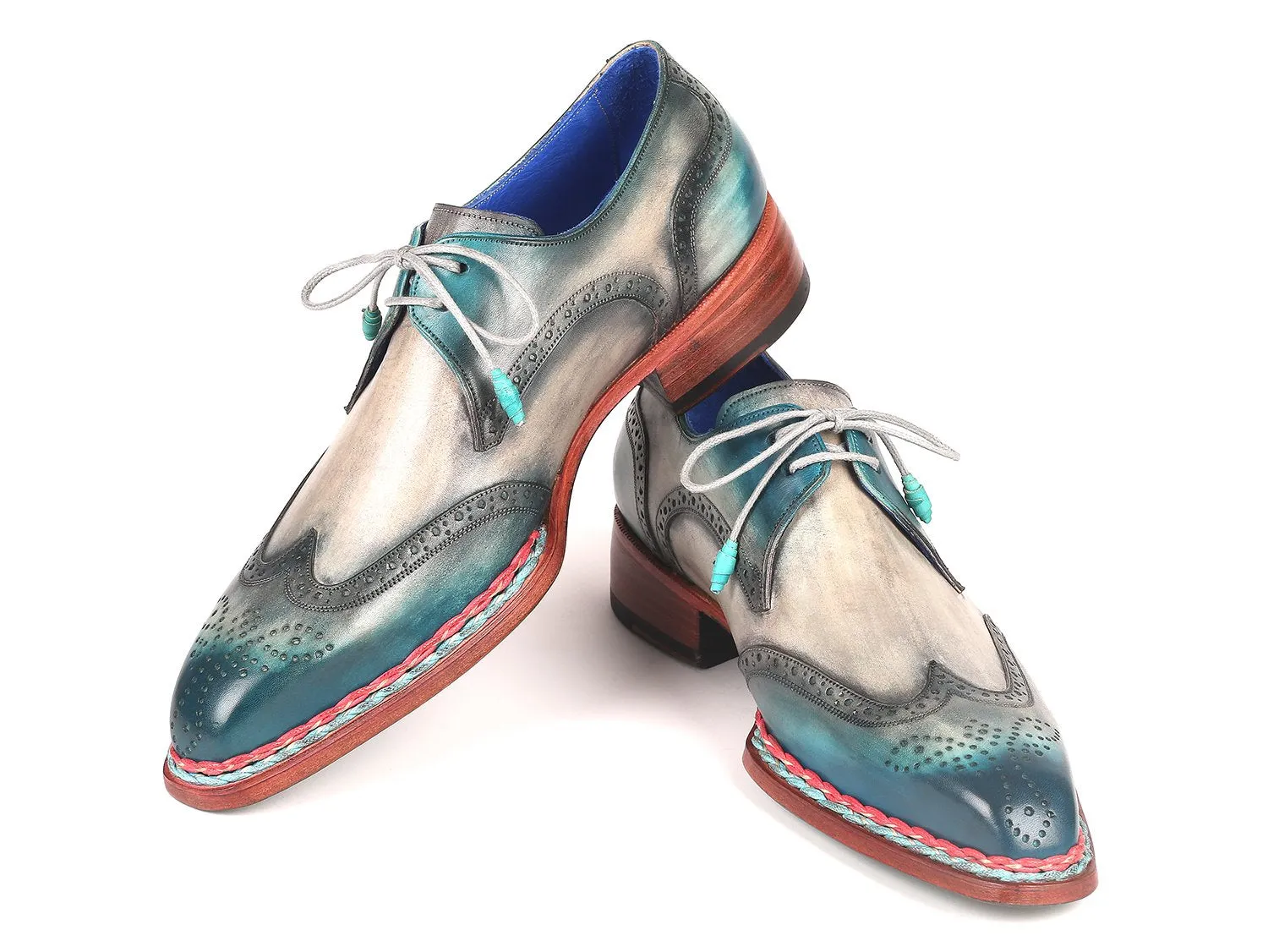 Paul Parkman Blue & Grey Wingtip Derby