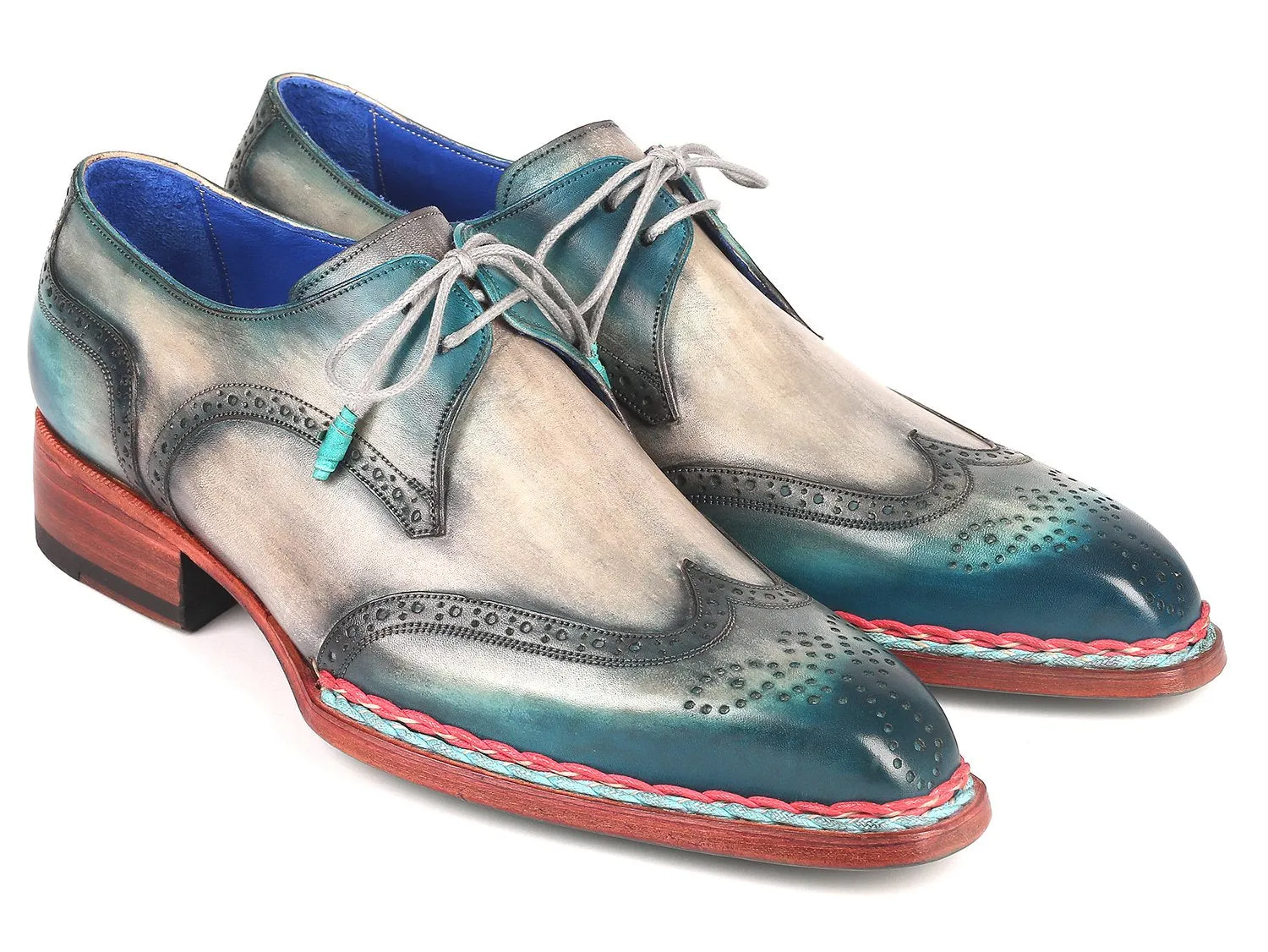 Paul Parkman Blue & Grey Wingtip Derby