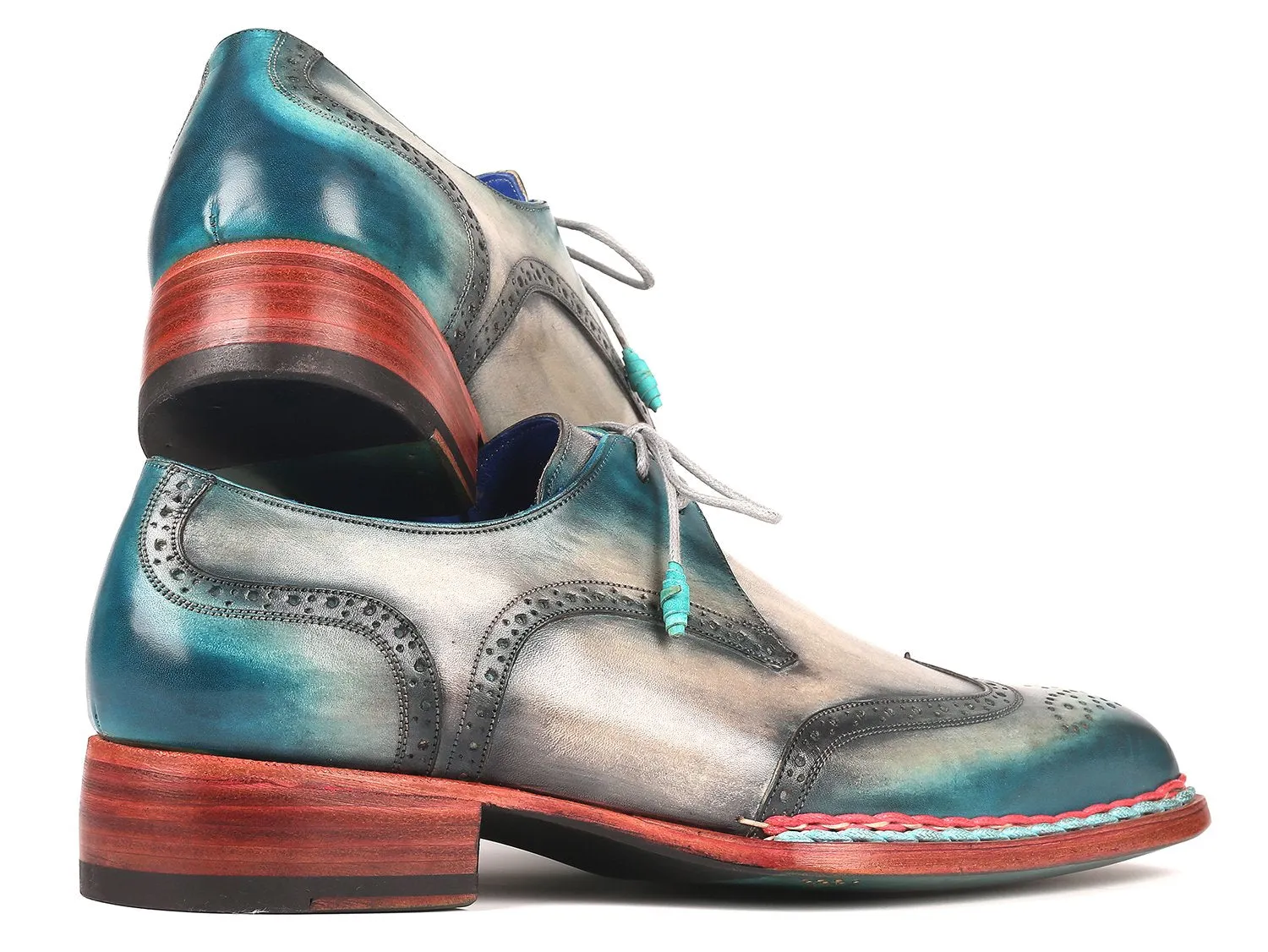 Paul Parkman Blue & Grey Wingtip Derby