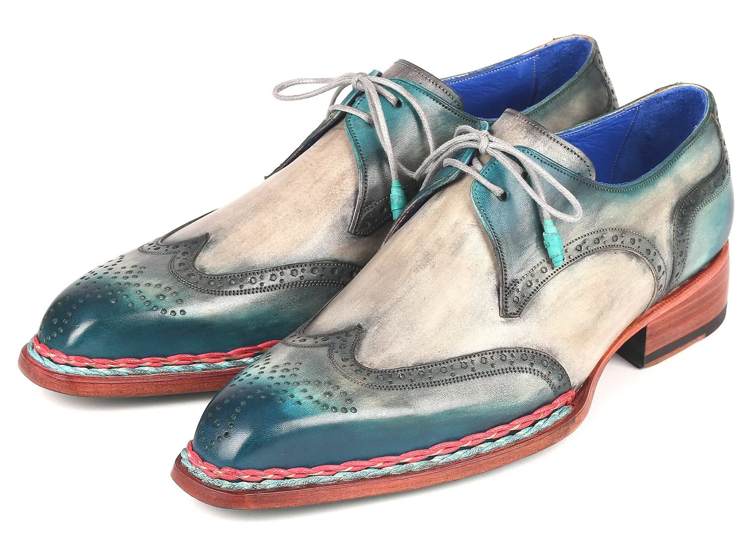 Paul Parkman Blue & Grey Wingtip Derby