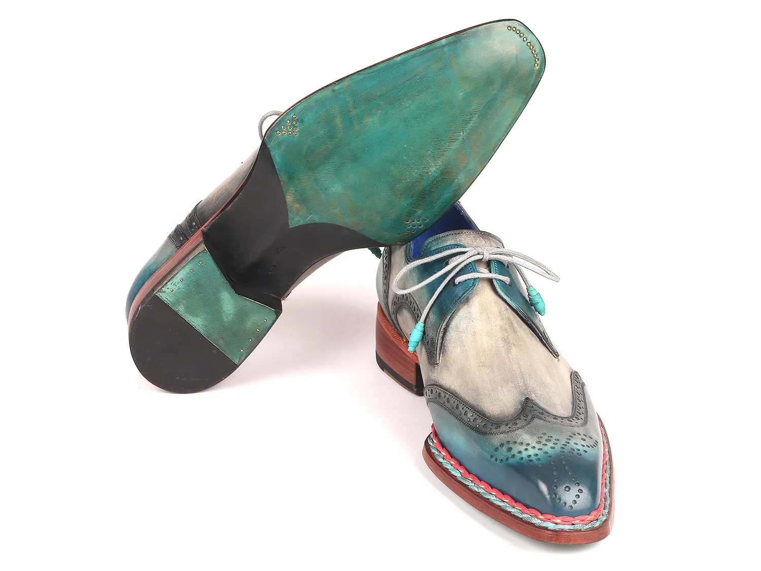 Paul Parkman Blue & Grey Wingtip Derby