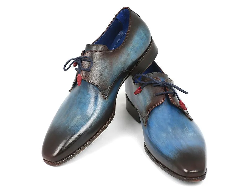 Paul Parkman Blue Hand-Painted Derby Shoes